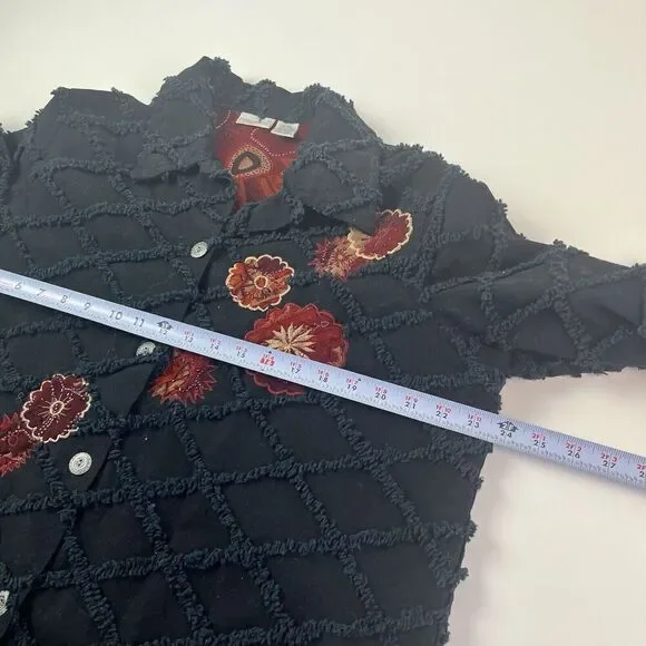 Fashion Bug Floral Embroidered Beaded Jacket 18 20 Boxy 90s Blazer Grunge - Picture 6 of 11